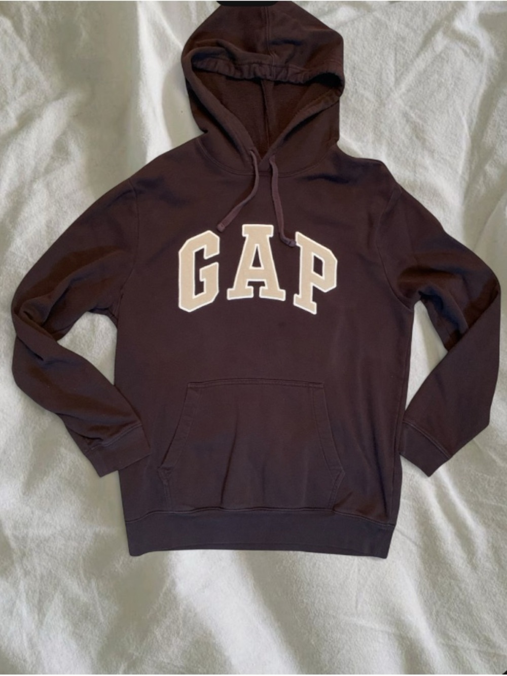 GAP Men's Pullover Hoodie in Deep Brown with Logo
